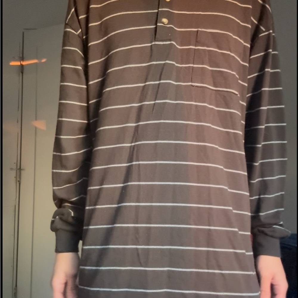 Classic black and white Striped Polo Shirt